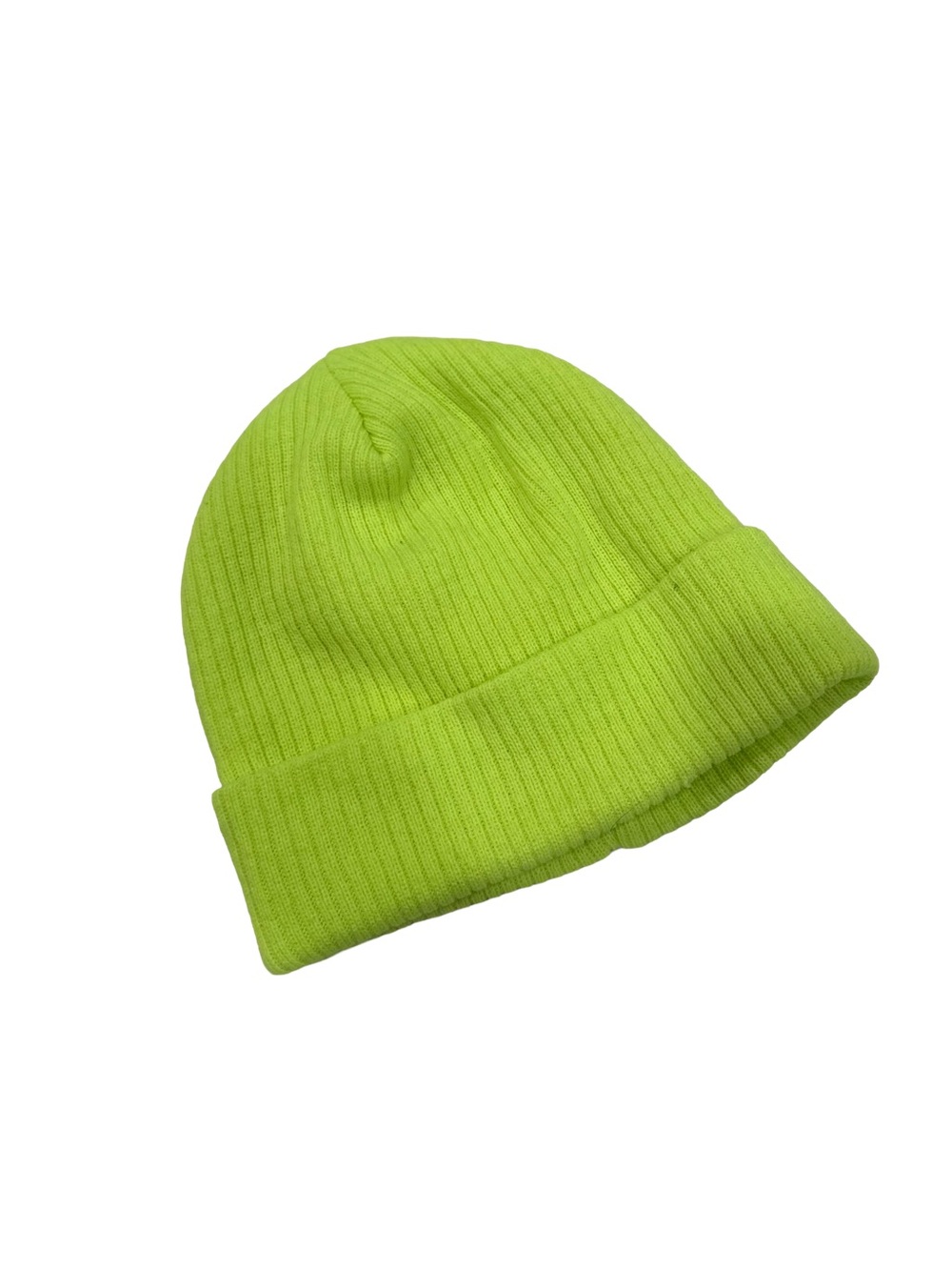 Boohoo Neon Lime Ribbed Knit Beanie